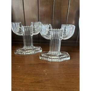 Pair of Anchor Hocking Queen Mary Double‎ Candlestick Holders